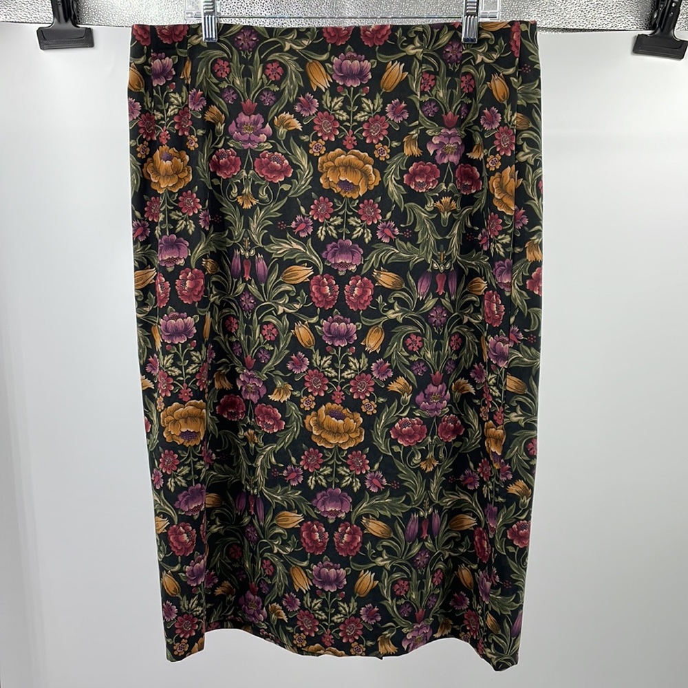 Vintage Briggs floral jewel tone midi Skirt 16 P